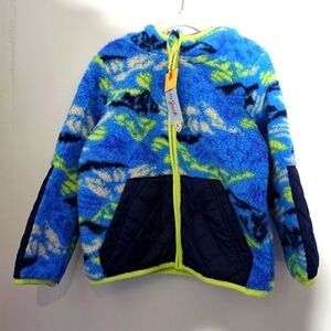 NWT | 4T | Cat & Jack | Blue Camo Print Sherpa Fleece Hooded Jacket